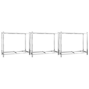 vidaXL 2-līmeņu riepu plaukti, 3 gb.,sudrabaini, 110x40x110cm, tērauds