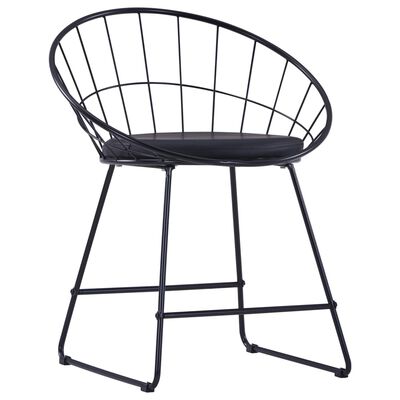 vidaXL krēsli ar mākslīgās ādas sēdekļiem, 6 gab., melns tērauds