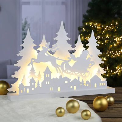 HI LED koka dekors ar ziemeļbriedi
