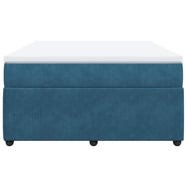 vidaXL atsperu gulta ar matraci, tum&scaron;i zils samts, 160x200 cm