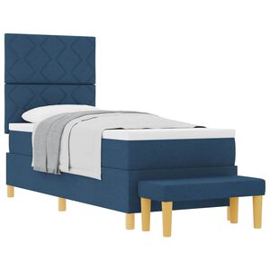vidaXL Kastītes atsperu gulta ar galvas klāju Zila 200 x 80 cm audums