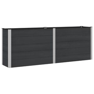 vidaXL Augstā puķu kaste Melns 250 x 50 x 91 cm WPC un alumīnijs
