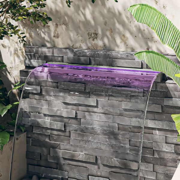 vidaXL ūdenskritums ar RGB LED gaismām, nerūsējo&scaron;s tērauds, 108 cm