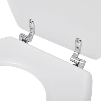 vidaXL tualetes poda sēdeklis ar vāku, MDF, vienkāršs dizains, balts