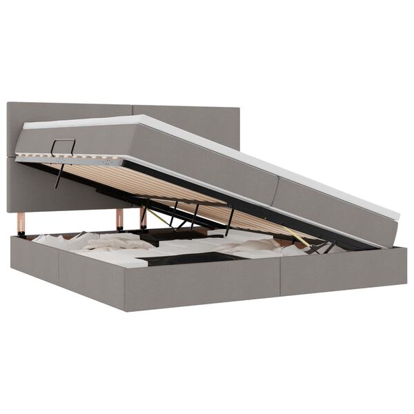 vidaXL Gulta ar uzglabā&scaron;anas vietu un matraci Pelēkbrūna 200 x 200 cm