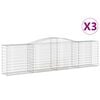 vidaXL arkveida gabiona grozi, 3 gb., 400x50x100/120cm, cinkota dzelzs