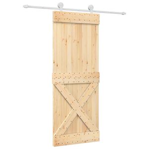 vidaXL Slīdo&scaron;ās durvis 80 x 210 cm Cieta priedes koks (neapstrādāts)