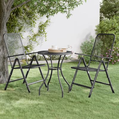 vidaXL saliekami dārza krēsli, 2 gab., metāla siets, antracītpelēki