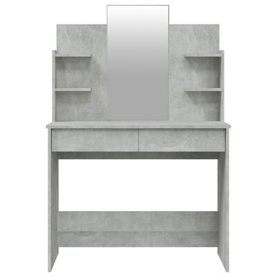 vidaXL galdiņš ar spoguli, betona pelēks, 96x40x142 cm
