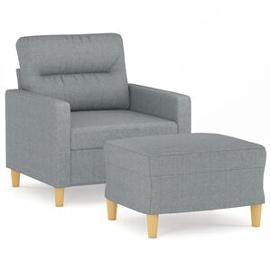 vidaXL atpūtas krēsls ar kājsoliņu, 60 cm, gai&scaron;i pelēks audums
