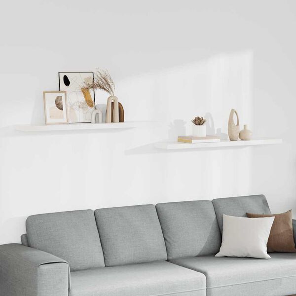 vidaXL sienas plaukti, 2 gab., balti, 120x23,5x3,8 cm, MDF