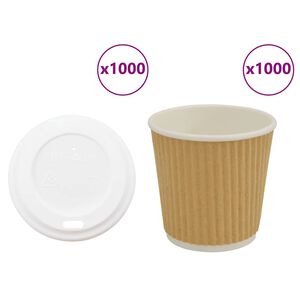 vidaXL papīra kafijas krūzes ar vākiem 1000 gab. 4 unces 100 ml