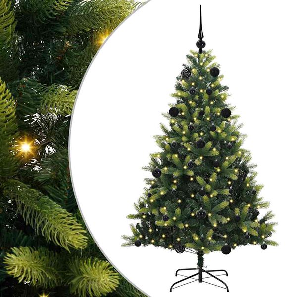 vidaXL Mākslīgā izliektā Ziemassvētku egle ar 150 LED gaismām 150 cm