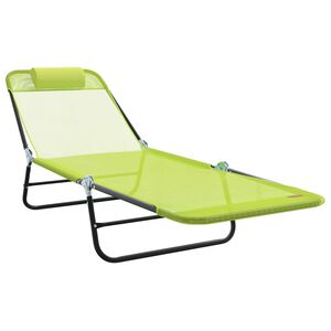 vidaXL Saliekamais sauļo&scaron;anās krēsls Zaļa 182 x 55 x 85,5 cm