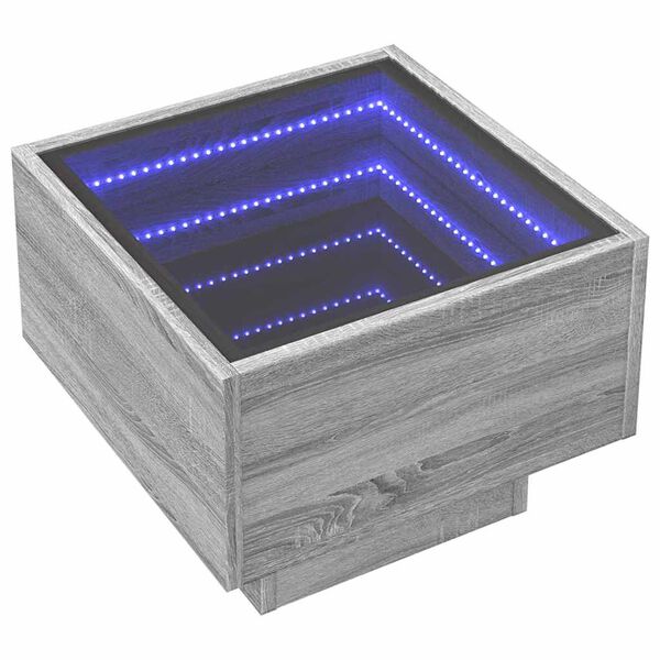 vidaXL kafijas galdiņ&scaron; ar LED, 40x40x30 cm, inženierijas koks