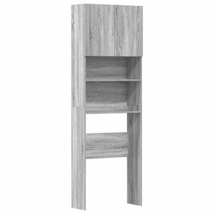vidaXL veļasma&scaron;īnas plaukts, pelēks, 64x24x190 cm, inženierijas koks