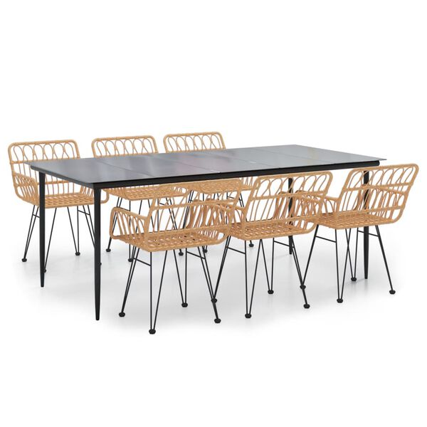 vidaXL 7-daļīgs dārza mēbeļu komplekts, PE rotangpalma