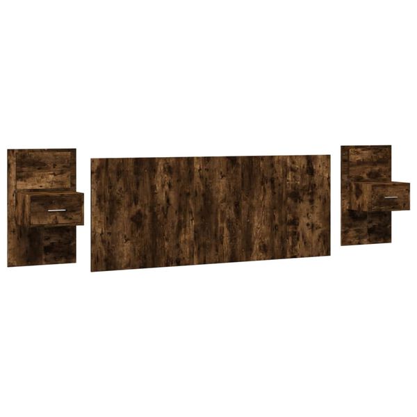 vidaXL gultas galvgalis ar skapī&scaron;iem ozolkoka krāsa inženierijas koks