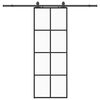 vidaXL bīdāmās durvis ar stiprinājumiem, melns, stikls, 76x205 cm