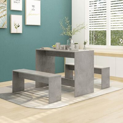 vidaXL 3-daļīgs virtuves mēbeļu komplekts, betonpelēks, skaidu plāksne