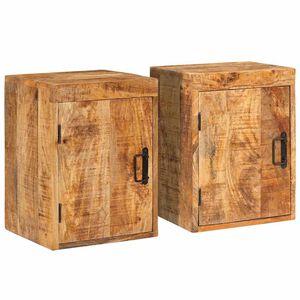 vidaXL Naktsgaldiņ&scaron; 2 pcs Brūna 35 x 33 x 48 cm Cieta mango koksne