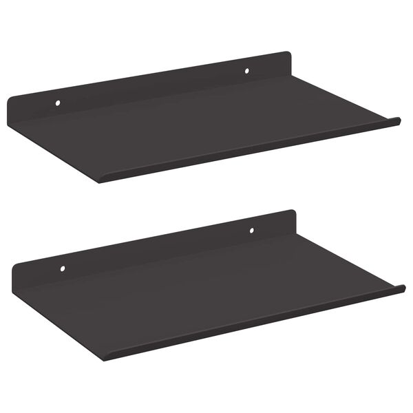 vidaXL Sienas plaukts ar plauktu 2 pcs Melna 30 x 17,5 x 2,5 cm