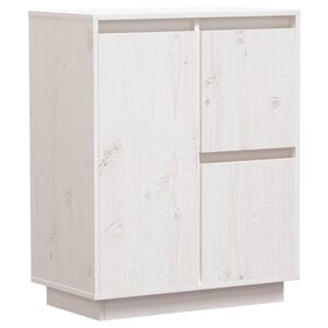 vidaXL kumode, balta, 60x34x75 cm, priedes masīvkoks