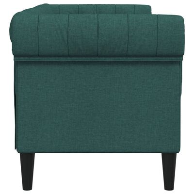 vidaXL divvietīgs Chesterfield dīvāns, tumši zaļš audums