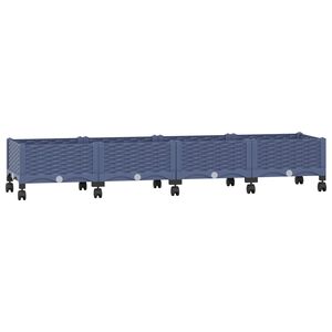 vidaXL Dārza podiņ&scaron; ar riteņiem Zila pelēka 160 x 40 x 33 cm PP