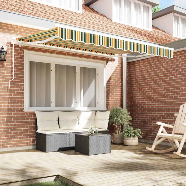 vidaXL Markīzes rezerves audums Zaļa un dzeltena 330 x 245 cm