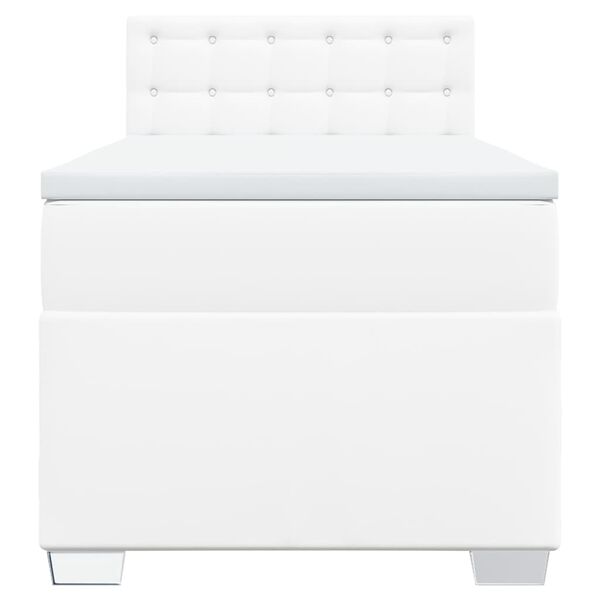 vidaXL atsperu gulta ar matraci, balta, 80x200 cm, mākslīgā āda