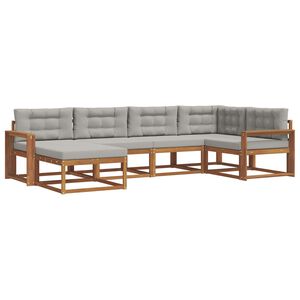 vidaXL Āra dīvānu komplekts ar spilvenu 6 pcs Dabīga un gai&scaron;i pelēka