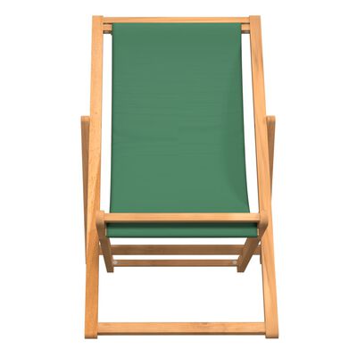 vidaXL saliekams pludmales krēsls, masīvs tīkkoks, zaļš