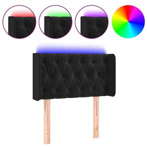 vidaXL gultas galvgalis ar LED, 83x16x78/88 cm, melns samts