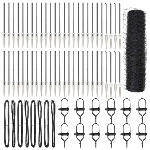 vidaXL Žoga āķis Pelēka 100 x 1 m (50 mm siets) Tērauds un PVC