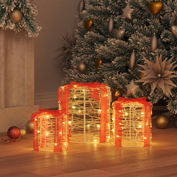 vidaXL Dāvanu Kaste Dekorācija 3 pcs Silti balta 20 x 20 x 21 cm