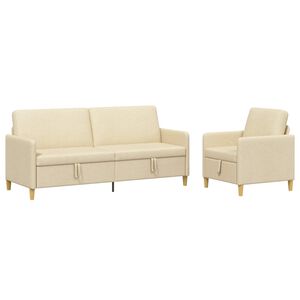 vidaXL Dīvānu komplekts ar glabātuvi 2 gab. Krēmkrāsa Poliesters