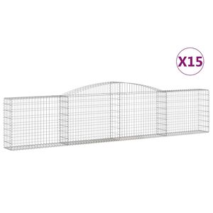 vidaXL arkveida gabiona grozi, 15 gb., 400x30x80/100cm, cinkota dzelzs
