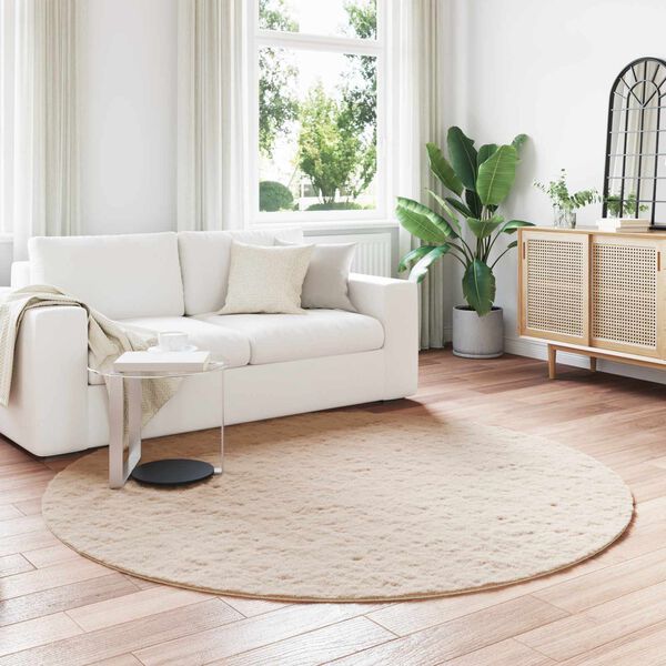 vidaXL Pret slīdējo&scaron;s vilnas kažoka paklājs Olite Pelēkbrūna &Oslash; 200 cm