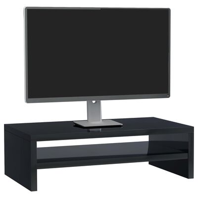 vidaXL monitora paliktnis, 42x24x13 cm, skaidu plāksne, spīdīgi melns