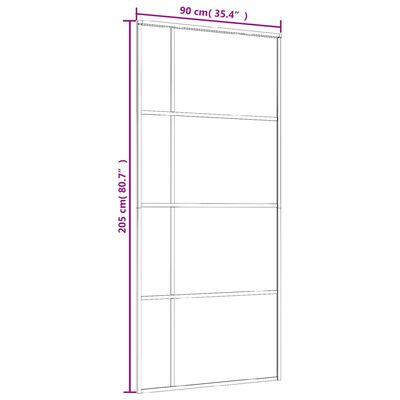 vidaXL bīdāmās durvis, 90x205 cm, ESG stikls, melns alumīnijs