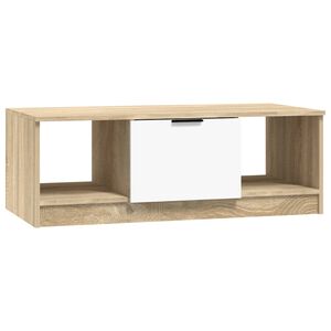 vidaXL kafijas galdiņ&scaron;, balts, ozola, 102x50x36 cm, inženierijas koks
