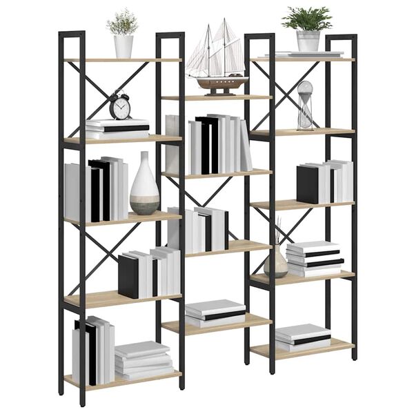 vidaXL Grāmatu plaukts Sonoma ozols 156 x 25 x 167 cm