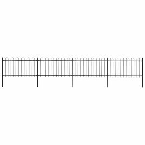 vidaXL dārza žogs ar stīpām aug&scaron;pusē, tērauds, 714,5x100 cm, melns