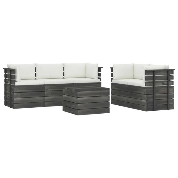 vidaXL 6-daļīgs dārza pale&scaron;u mēbeļu komplekts ar matračiem, priede