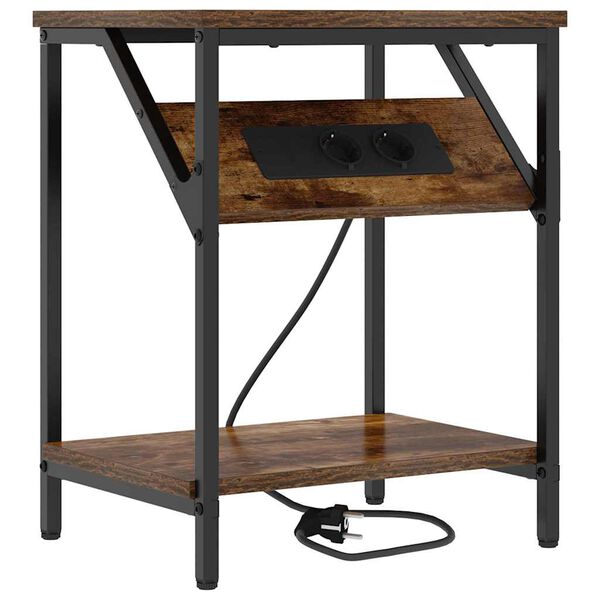 vidaXL Nakts skapītis Dūmaka ozols 38 x 30 x 48 cm Inženierijas koks