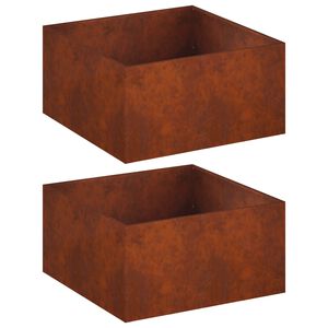 vidaXL Dārza stādītājs 2 gab. Rūsa 80 x 80 x 40 cm Novecināts tērauds