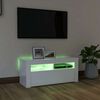 vidaXL TV galdiņ&scaron; ar LED lampiņām, 90x35x40 cm, spīdīgi balts
