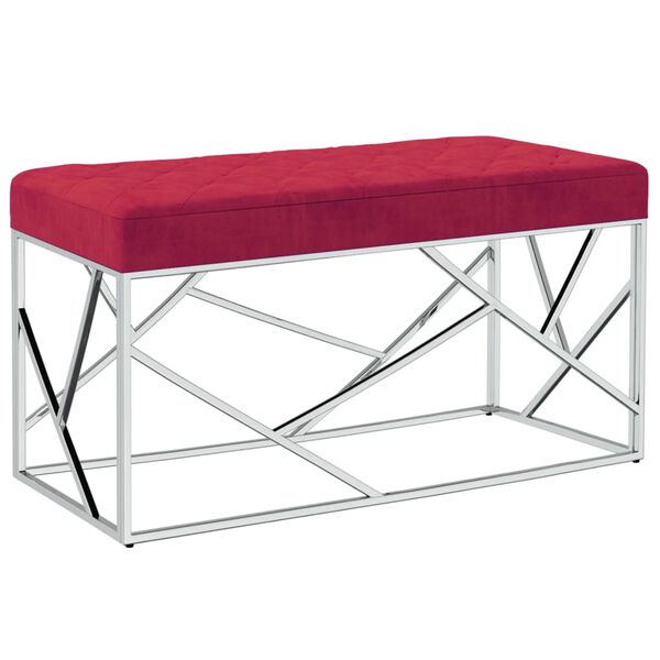 vidaXL sols, 97 cm, vīnsarkans samta audums un nerūsējo&scaron;s tērauds