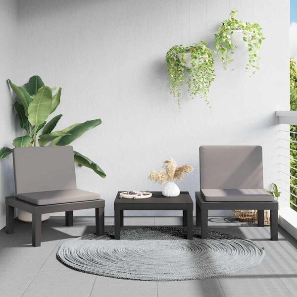 vidaXL sauļo&scaron;anās zvilnis ar matraci, antracītpelēks, PP